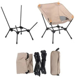 Beige Portable Lightweight Folding Beach Chair - Compact Fishing Chair with Square Legs for Outdoor Use - Front View