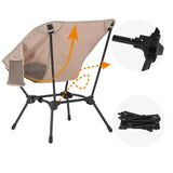 Beige Portable Lightweight Folding Beach Chair - Compact Fishing Chair with Square Legs for Outdoor Use - Side View