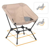Beige Portable Lightweight Folding Beach Chair - Compact Fishing Chair with Square Legs for Outdoor Use - Top-Down View