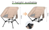 Beige Portable Lightweight Folding Beach Chair - Compact Fishing Chair with Square Legs for Outdoor Use - Rear View