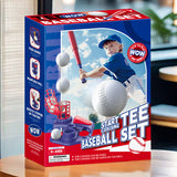 Blue Pedal Serve Drill Baseball Pitching Training Toy Set - Outdoor Parent-Child Softball Batting Practice Kit