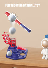 Blue Pedal Serve Drill Baseball Pitching Training Toy Set - Outdoor Parent-Child Softball Batting Practice Kit - Top-Down View