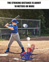 Blue Pedal Serve Drill Baseball Pitching Training Toy Set - Outdoor Parent-Child Softball Batting Practice Kit - 45-Degree Angle
