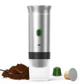 Black Portable Espresso Coffee Machine - Universal 3-in-1 Capsule, Coffee Powder, and Espresso Maker - Front View