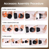 Black Portable Espresso Coffee Machine - Universal 3-in-1 Capsule, Coffee Powder, and Espresso Maker - Close-Up Angle