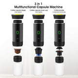 White Portable Espresso Coffee Machine - Universal 3-in-1 Capsule, Coffee Powder, and Espresso Maker - Side View