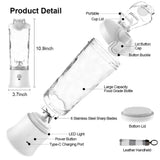 Black 600ml Large Capacity Juicer Cup - Rechargeable Portable Multifunctional Ice Crushing & Fruit Blender - Front View