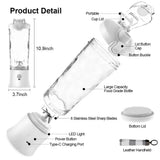 Green 600ml Large Capacity Juicer Cup - Rechargeable Portable Multifunctional Ice Crushing & Fruit Blender