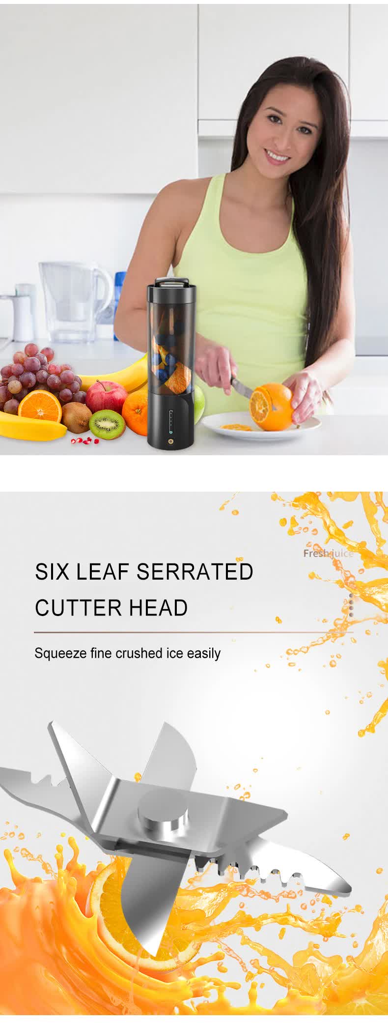 White Portable Juicer - Magnetic Charging Fresh Juice Blender Multifunctional Ice Crushing Fruit Mixer