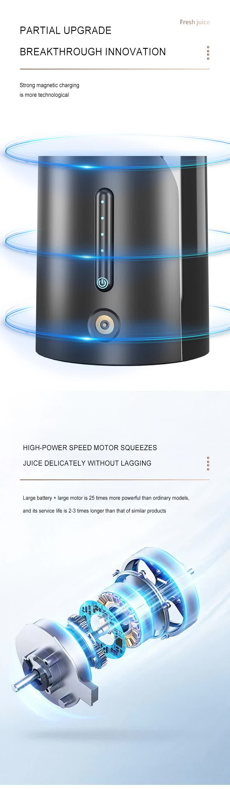 White Portable Juicer - Magnetic Charging Fresh Juice Blender Multifunctional Ice Crushing Fruit Mixer