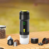 Black Portable Fully Automatic Espresso Coffee Machine - Universal 3-in-1 Capsule, Coffee Powder & Espresso Maker - Rear View
