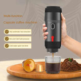 Silver Portable Fully Automatic Espresso Coffee Machine - Universal 3-in-1 Capsule, Coffee Powder & Espresso Maker - Front View