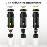 Silver Portable Fully Automatic Espresso Coffee Machine - Universal 3-in-1 Capsule, Coffee Powder & Espresso Maker - Top-Down View