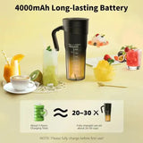 Black Portable Juicer Cup with Straw, USB Rechargeable 6-Blade Blender, Multi-Function Juice Maker for Travel and Outdoor Use - Front View
