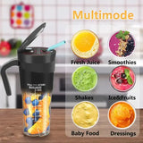White Portable Juicer Cup with Straw, USB Rechargeable 6-Blade Blender, Multi-Function Juice Maker for Travel and Outdoor Use - Side View