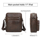 Brown Men's Genuine Leather Casual Shoulder Bag, Minimalist Crossbody Bag for Everyday Use - Front View