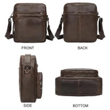 Brown Men's Genuine Leather Casual Shoulder Bag, Minimalist Crossbody Bag for Everyday Use - Side View