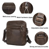 Brown Men's Genuine Leather Casual Shoulder Bag, Minimalist Crossbody Bag for Everyday Use - Top-Down View