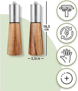 Natural Color Acacia Wood Pepper Grinder, Manual Multi-Purpose Spice Mill, Kitchen Seasoning Tool - Front View