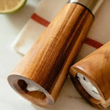 Natural Color Acacia Wood Pepper Grinder, Manual Multi-Purpose Spice Mill, Kitchen Seasoning Tool - Top-Down View