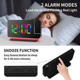 White RGB LED Projection Alarm Clock, Multi-Color Night Light with Snooze Function, Home Decor Digital Clock - Top-Down View