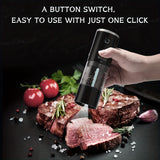 Electric Pepper Grinder, Automatic Gravity Spice Mill for Black Pepper, Sea Salt, Coffee Beans, and More - Side View