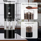 Electric Pepper Grinder, Automatic Gravity Spice Mill for Black Pepper, Sea Salt, Coffee Beans, and More - Top-Down View