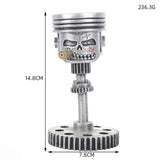 Piston Skull Face Sculpture, Resin Gear Decor, Industrial Style Home Decoration - Top-Down View