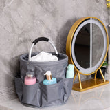 Navy Blue Portable Picnic Basket, Foldable Outdoor Beach Basket with Handle, Multi-Use Storage and Wash Bag - Top-Down View