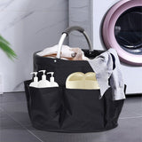 Green Portable Picnic Basket, Foldable Outdoor Beach Basket with Handle, Multi-Use Storage and Wash Bag - 45-Degree Angle