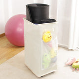 Dark Grey Foldable Yoga Storage Basket, Oxford Fabric Laundry Hamper, Multi-Purpose Organizer for Toys and Bathroom Essentials - Side View