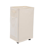 White Foldable Yoga Storage Basket, Oxford Fabric Laundry Hamper, Multi-Purpose Organizer for Toys and Bathroom Essentials