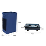 Navy Blue Foldable Yoga Storage Basket, Oxford Fabric Laundry Hamper, Multi-Purpose Organizer for Toys and Bathroom Essentials - Front View