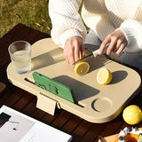 Army Green Foldable Outdoor Picnic Basket with Lid and Tabletop, Camping Storage Box, Car-Friendly Organizer - 45-Degree Angle
