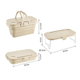 Army Green Foldable Outdoor Picnic Basket with Lid and Tabletop, Camping Storage Box, Car-Friendly Organizer - Close-Up Angle
