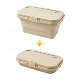 Army Green Foldable Outdoor Picnic Basket with Lid and Tabletop, Camping Storage Box, Car-Friendly Organizer - Low Angle