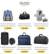 Grey Multi-Functional Travel Duffel Bag with Suit Storage, Foldable Garment Bag for Business Trips - Rear View