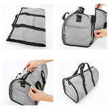 Blue Multi-Functional Travel Duffel Bag with Suit Storage, Foldable Garment Bag for Business Trips - 45-Degree Angle