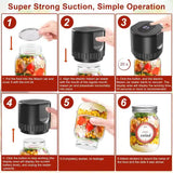 White Automatic Electric Mason Jar Vacuum Sealer - Compact Food Preservation Machine with Digital Display - 45-Degree Angle