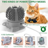 Electric Cat Massager Brush – Catnip & LED Interactive Grooming Toy - Top-Down View