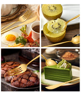 Gold Color Premium 24-Piece Stainless Steel Cutlery Set - Elegant Golden Steak Knife, Fork, and Spoon Set in Luxury Gift Box - Rear View