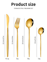 Black Gold Color Premium 24-Piece Stainless Steel Cutlery Set - Elegant Golden Steak Knife, Fork, and Spoon Set in Luxury Gift Box - Front View