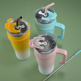 Pink 304 Stainless Steel 40oz Car Mug - Insulated Tumbler with Handle and Straw - Side View