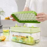 Yellow Premium Large-Capacity Ice Cube Tray with Lid and Scoop - Perfect for Cocktails and Summer Drinks - Front View