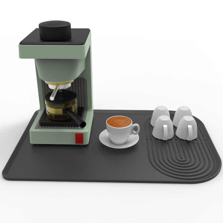 Black Silicone Coffee Machine Mat ??Waterproof, Anti-Slip, and Durable Countertop Protector