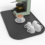 Grey Silicone Coffee Machine Mat - Waterproof, Anti-Slip, and Durable Countertop Protector - Top-Down View