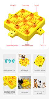 Yellow Interactive Slow Feeder Puzzle Toy for Dogs - Durable Pet Food Dispenser Bowl - Side View