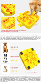 Yellow Interactive Slow Feeder Puzzle Toy for Dogs - Durable Pet Food Dispenser Bowl - 45-Degree Angle
