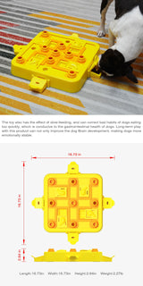 Yellow Interactive Slow Feeder Puzzle Toy for Dogs - Durable Pet Food Dispenser Bowl - Rear View