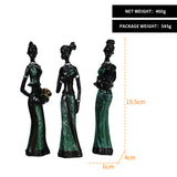 Yellow Maiden Praying for Rain 3-Piece Set - African-Style Home Decor Accents for Tabletop and Shelf Display - Rear View